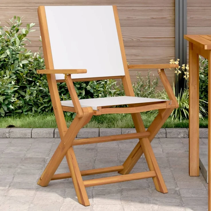 vidaXL Gartenstühle 2 Stk. Cremeweiß Massivholz Akazie & Stoff 367669 – Bild 1