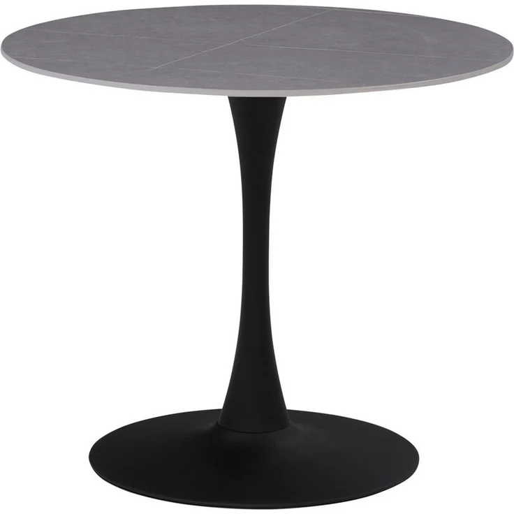Hela Tische, Esstisch Rund Paola, Dekor Marmoroptik, Steinplatte-Sintered Stone 16mm Matt Grau, Maß Ø90x75 cm