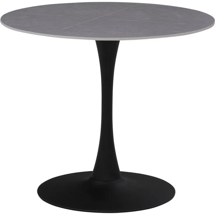 Hela Tische, Esstisch Rund Paola, Dekor Marmoroptik, Steinplatte-Sintered Stone 16mm Matt Grau, Maß Ø90x75 cm