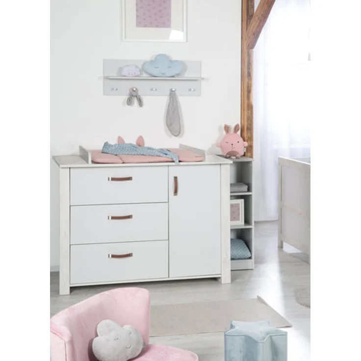 roba Kinderzimmerset 'Mila' 3-teilig - Bett 70 x 140 - Kleiderschrank 3-türig - Grau / Weiß – Bild 7