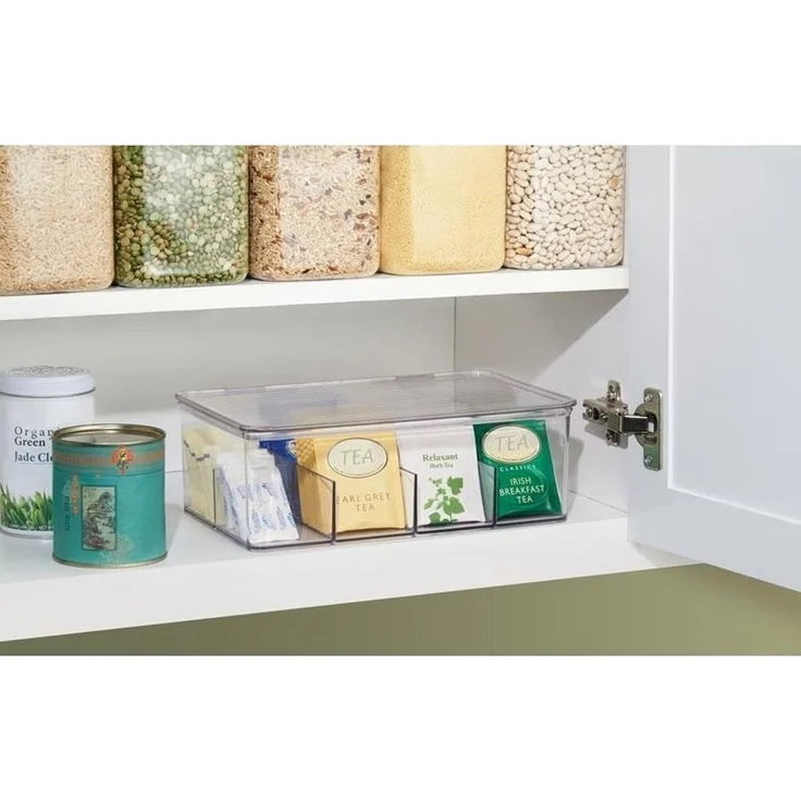 Aufbewahrungsbox Tee Kaffee Gewürze Küche Organizer 8 Fächer mDesign transparant – Bild 2