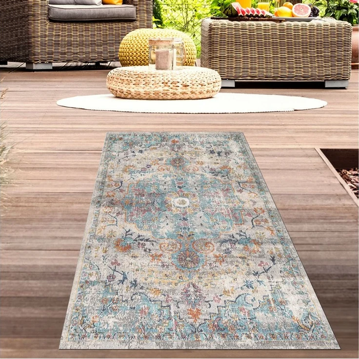 Carpetia Outdoorteppich In- und Outdoor, rechteckig, Höhe: 5 mm, mit orientalischem Vintage-Ornamentmuster – Bild 2