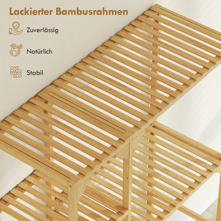 HOMCOM Badregal mit mehrere offene Fächer, Toilettenregal 1-tlg, für Badezimmer, Naturholz, 157 x 40 x 100 cm – Bild 6