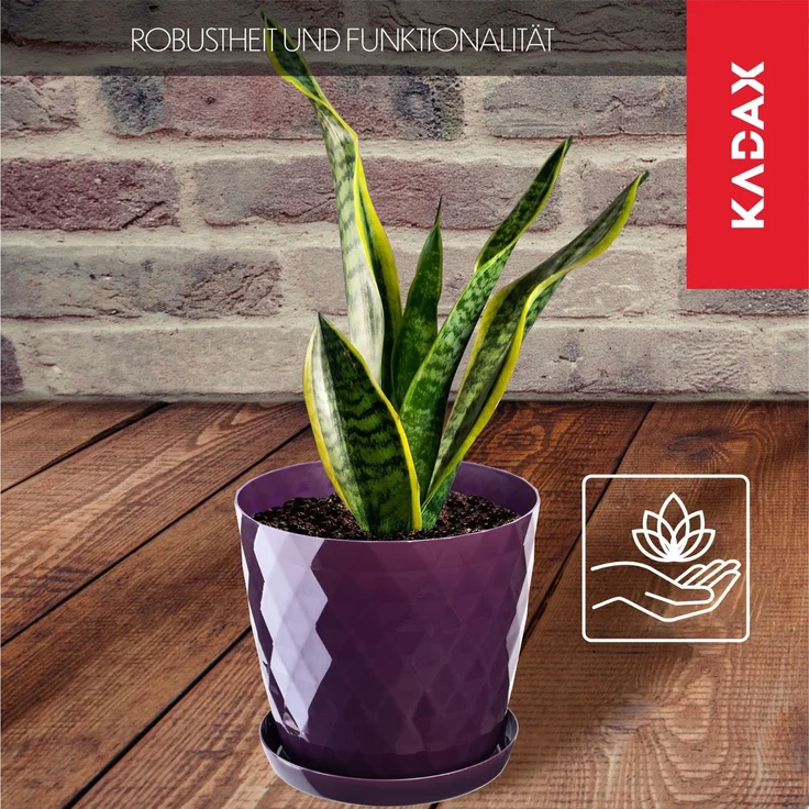 KADAX Kunststoff-Blumentopf mit Ständer, Blumentopf-Abdeckung, Blumen, 12 cm, Lila – Bild 3