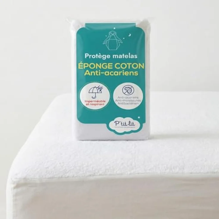 P' lit - Matratzenschoner für Bett, Hüttenschutz, gegen Milben, wasserdicht, 80 x 160 cm, Frottee, 100% Baumwolle, saugfähig und leise – Oeko Tex – Bild 1