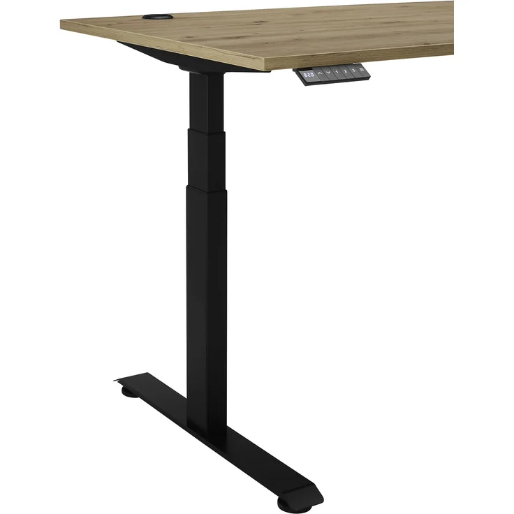 Eckschreibtisch >Ben< höhenverstellbar, Eiche Dekor / schwarz - 180x74/117x177cm (BxHxT) – Bild 8