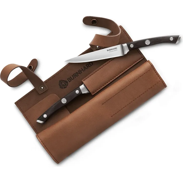 BURNHARD Steakmesser-Set 4-tlg mit Einstich-Thermometer, klappbar, Schwarz, Braun – Bild 5