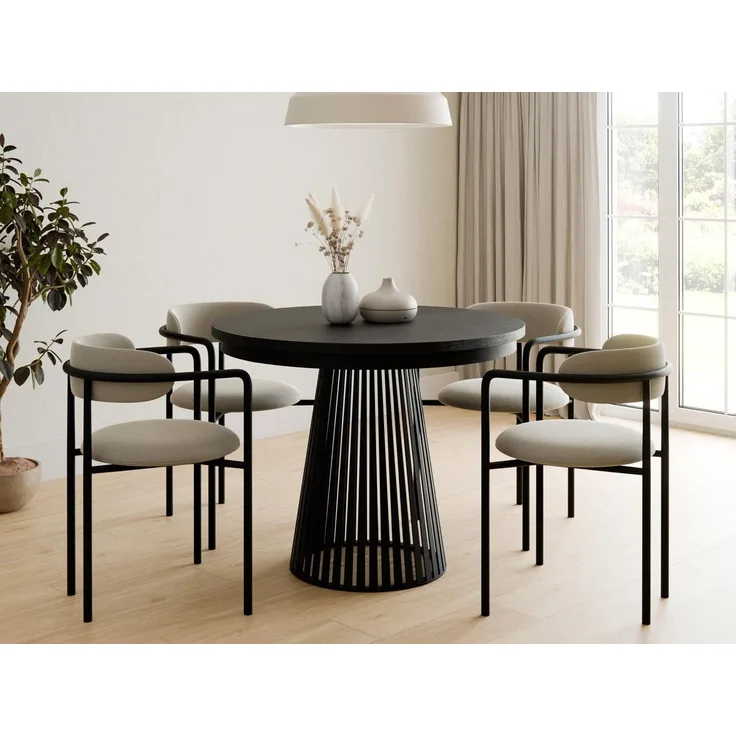 Compleo Esstisch Rund, Säulengestell mit Rillenstruktur DAST (TOPSELLER), Ausziehbar Ø: 100cm