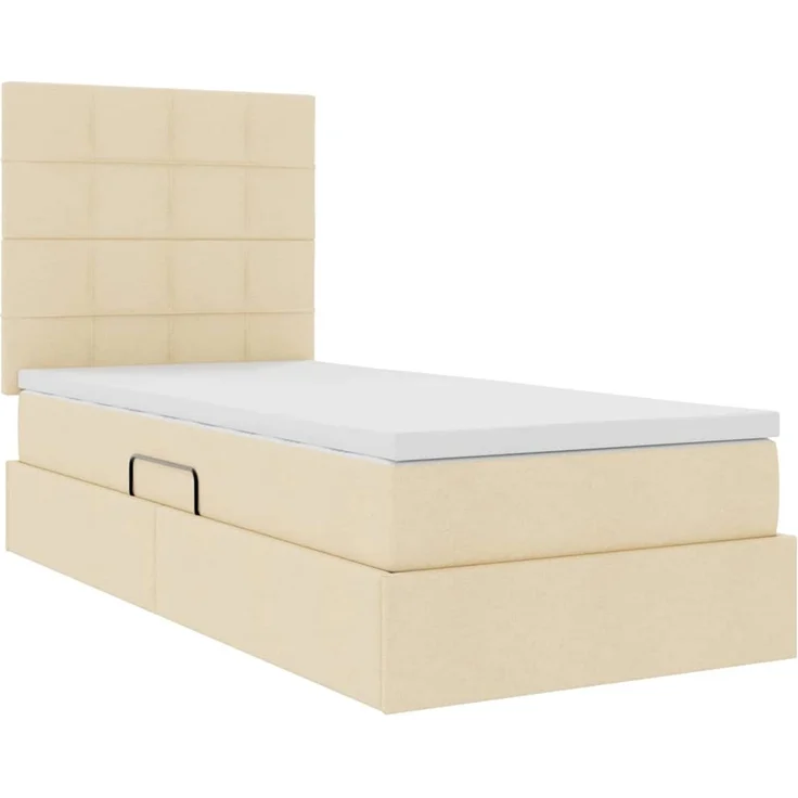 vidaXL LED-Speicherbett mit Matratze Creme 100 x 200 cm Stoff 3372400 – Bild 6