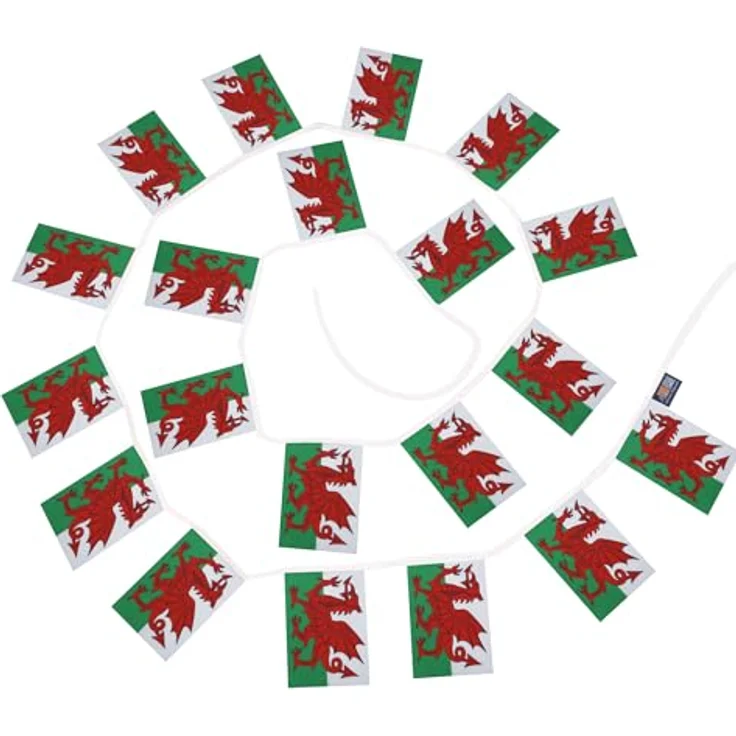 AZ FLAG - Fahnenkette Wales 6 Meter Mit 20 Flaggen - 21x14 cm - Walisische Girlande Flaggenkette 14 x 21 Cm – Bild 7