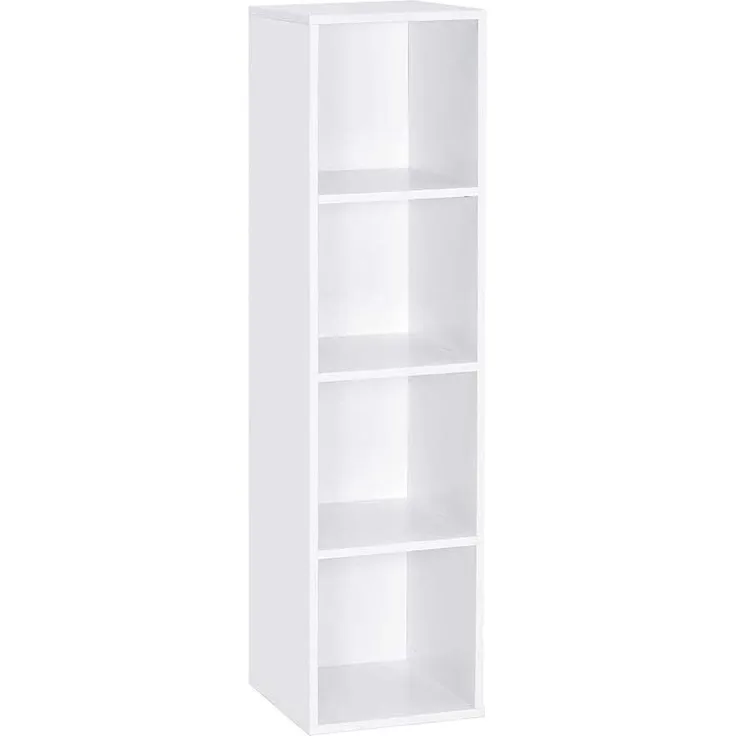 Mondeer Bücherregal, Regal mit 4 Fächer aus Holz, Weiß Modern für Wohnzimmer Schlafzimmer Kinder, 30 x 30 x 120 cm