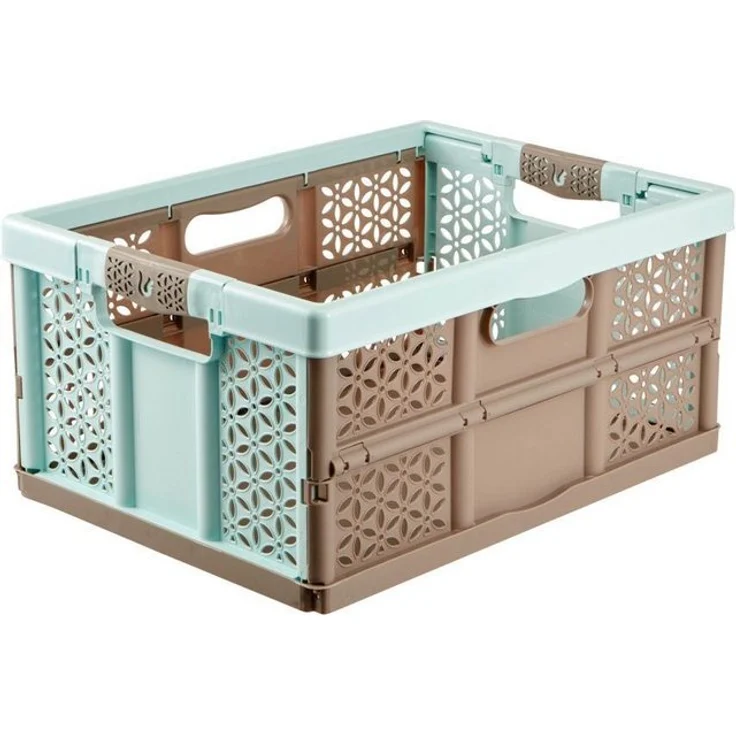 keeeper Stabile Profi-Klappbox mit Soft-Touch Griffen, 48,5 x 35 x 23,5 cm, 32 l, Lea, Blau/Taupe – Bild 4