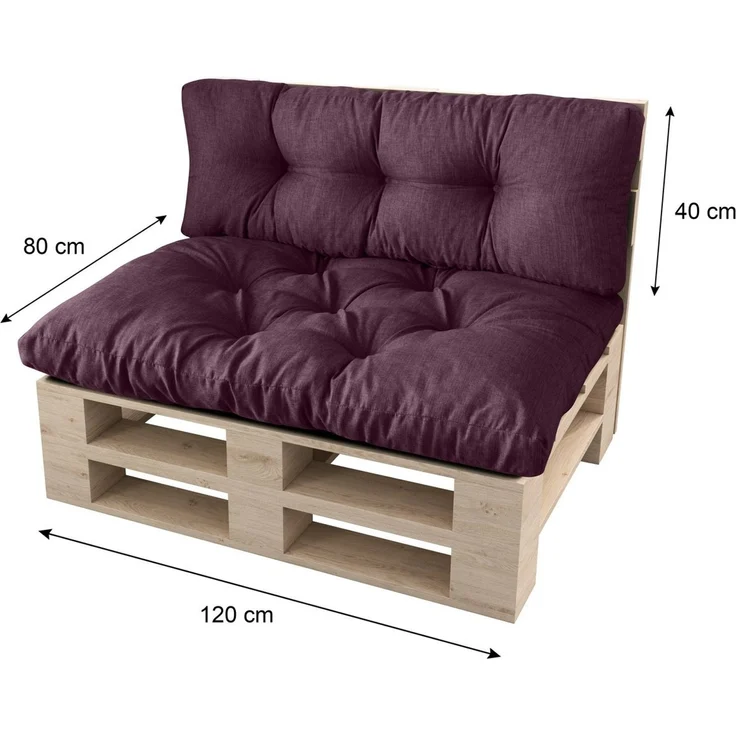 sunnypillow Palettenkissen Malmo - Set Sitzkissen 120x80x12 + Rückenkissen 120x40x15, palettenmöbel palettencouch polsterauflage – Bild 1