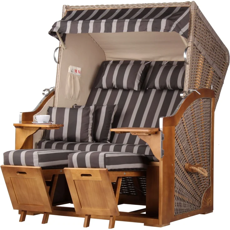 Strandkorb Komplettset - bene living - Schleswig Pinie - PE mokka - Modell 554 – Bild 1