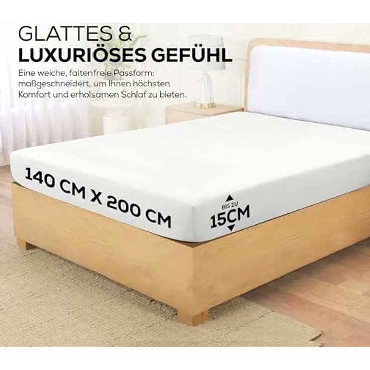 Utopia Bedding - Topper Spannbettlaken 140x200cm - Weiß - Oeko-Tex Zertifiziertes Gebürstete Polyester-Mikrofaser Spannbetttuch - 15 cm Tiefe Tasche – Bild 2