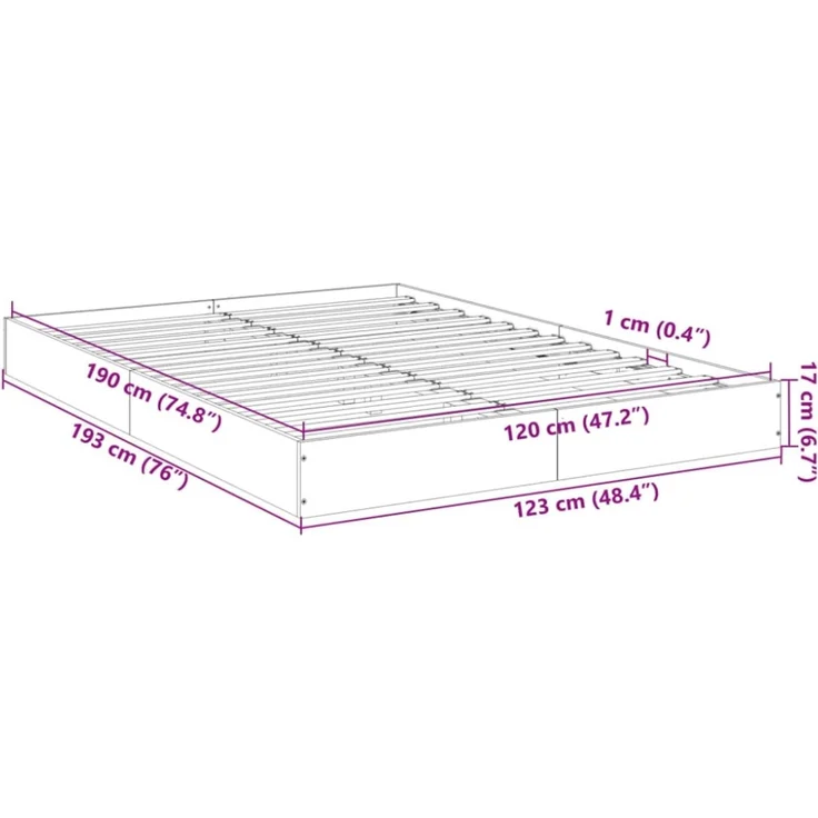 vidaXL Bettgestell ohne Matratze Räuchereiche 120x190 cm Holzwerkstoff 842053 – Bild 2