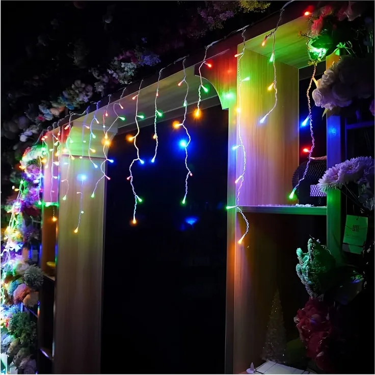 SALCAR LED Eisregen Lichterkette Außen, 10m 400er LED Lichtervorhang Innen Weihnachten mit 8 Modi, Timer und Memory-Funktion, Wasserdicht Weihnachtsbeleuchtung Außen für Pavillon Balkon, Bunt