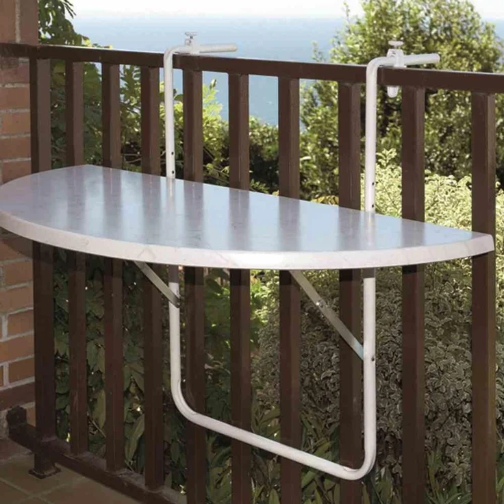 ALCO Balkonhängetisch 100x50 cm halbrund weiß höchenverstellbar klappbar – Bild 2