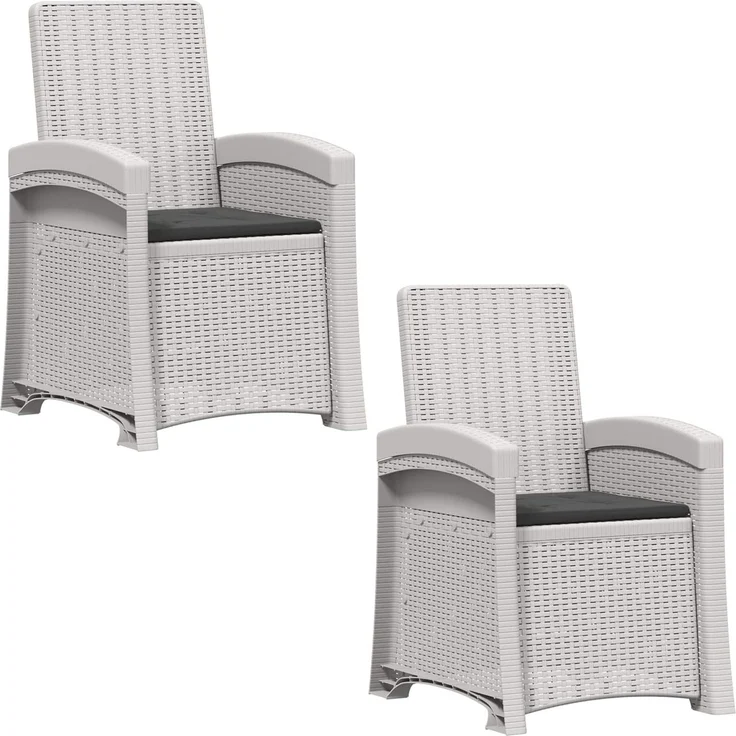 vidaXL Liegesessel Garten Rattan-Optik 2 Stk. Weiß und Anthrazit PP 8012025 – Bild 2