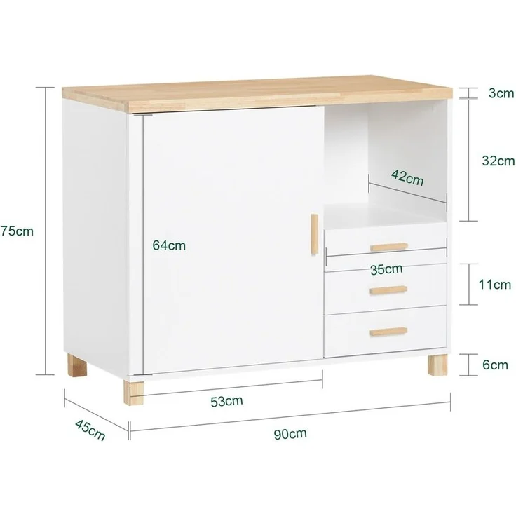 SoBuy ASK07-WN Schubladenschrank Büro, MDF, Lackiert, Weiß, 65 x 58 x 35 cm – Bild 3