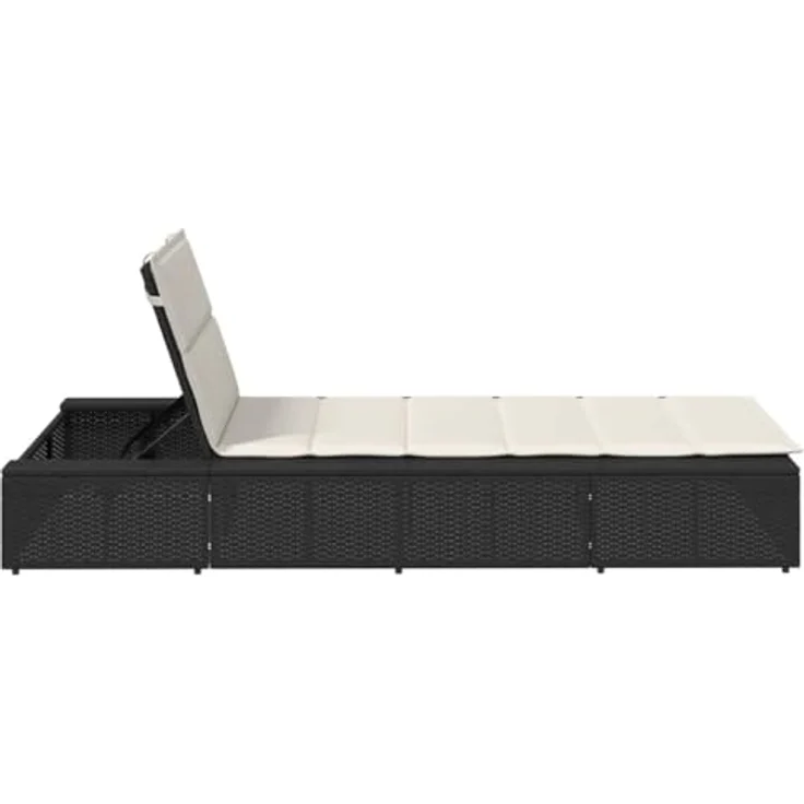 vidaXL Sonnenliege mit schwebender Auflage, Schwarz, Poly Rattan, verstellbare Rückenlehne, robustes Design – Bild 9
