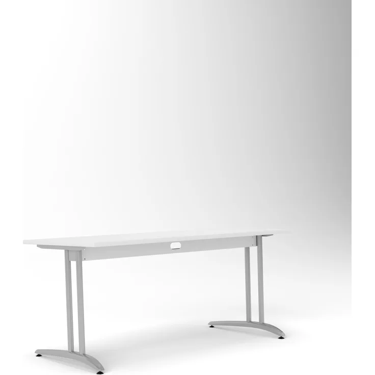 Rheinland Möbel Statio Schreibtisch 160x80 cm höhenverstellbar ±10 mm in Weiß – großzügiger Bürotisch für Homeoffice & Büro, C-Fuß, Kabelwanne, einfache Montage, FSC® zertifiziert