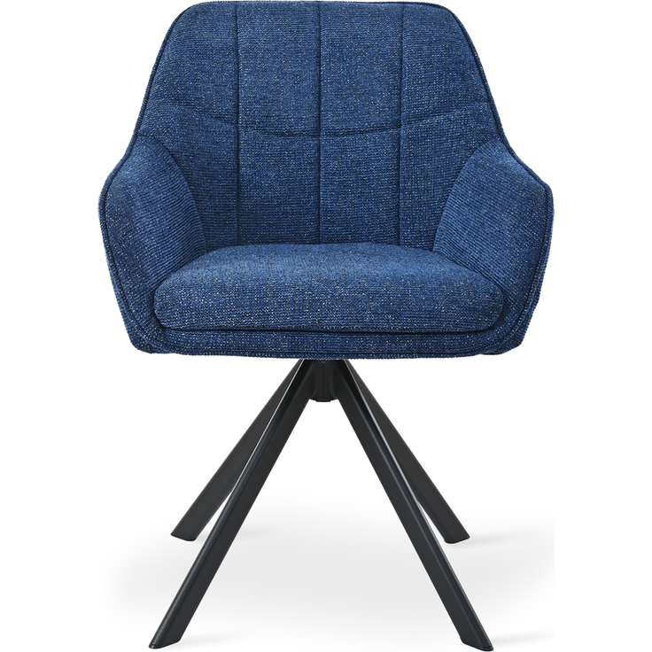 GOEURVANT 1437 Esszimmerstühle 6er-Set mit Armlehnen, 360° Drehbar, Chenille - Blau – Bild 4