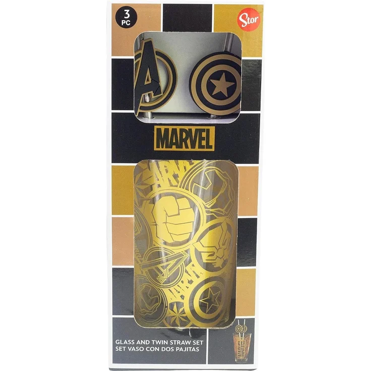 Avengers Glas 480 ml mit 2 Edelstahl Trinkhalmen – Bild 2
