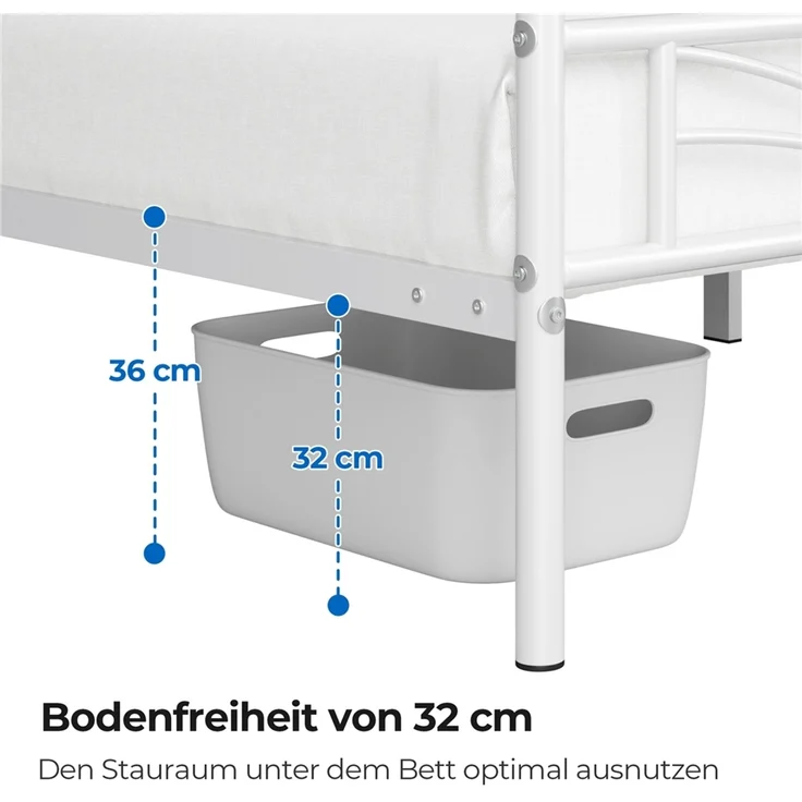 Yaheetech Metallbett mit Lattenrost, Wolkenmuster, Metall Weiß, 90x200 cm – Bild 6