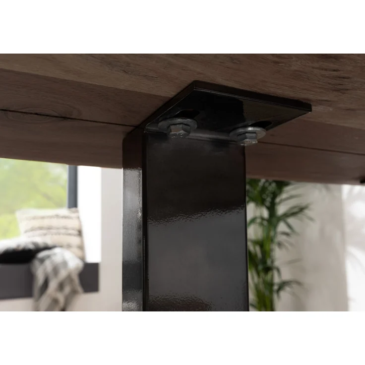 Baumtisch Akazie 180x90x76 grau Beine anthrazit glänzend FREEFORM 3 – Bild 5