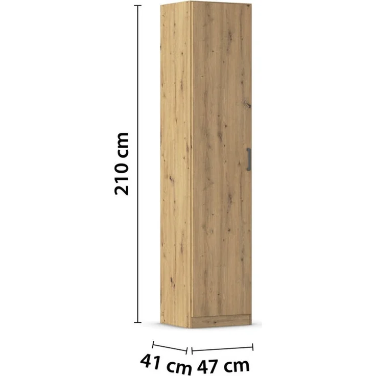rauch Allrounder, Garderobenschrank, Mehrzweckschrank, 1-türig, mit 4 Einlegeböden, Farbe Eiche Artisan, BxHxT 47x210x41cm – Bild 4