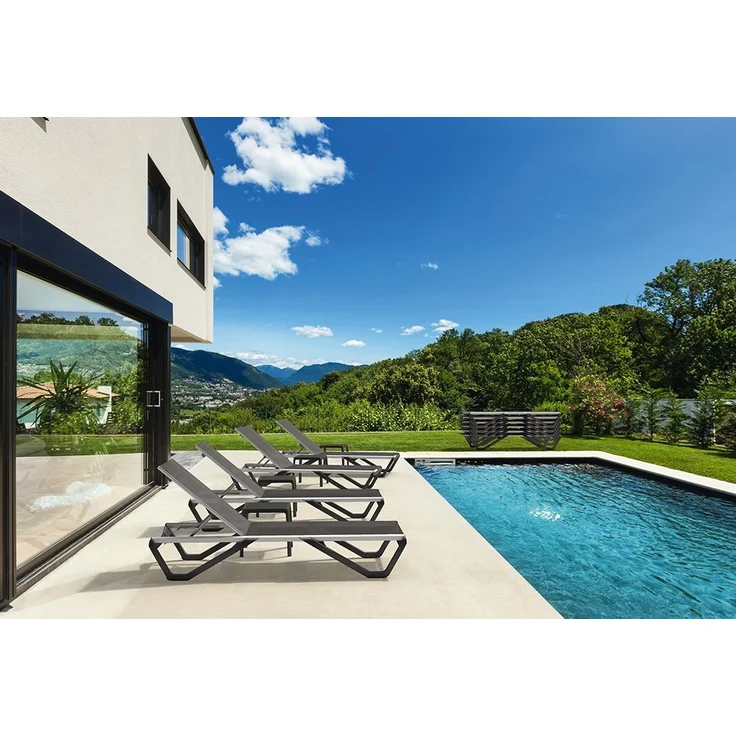 Papatya Wave Sonnenliege Tisch grau-braun – Bild 2