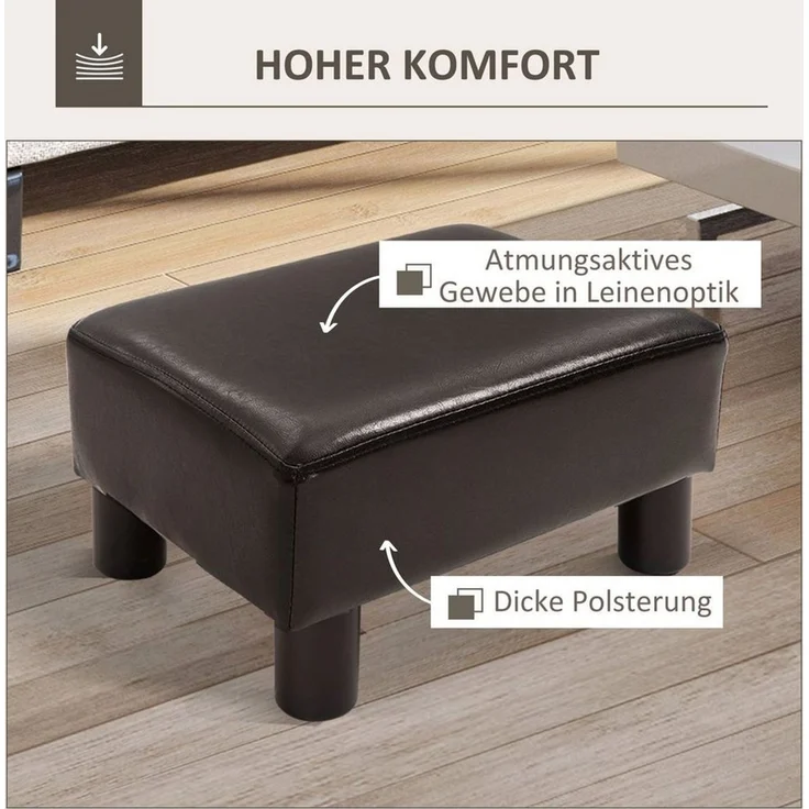HOMCOM Fußhocker Beinstütze Sitzhocker Eingangbank (Bank Sitzbank, 1 St, Rückenfreier Hocke), Schwarz 40 x 30 x 24 cm – Bild 4