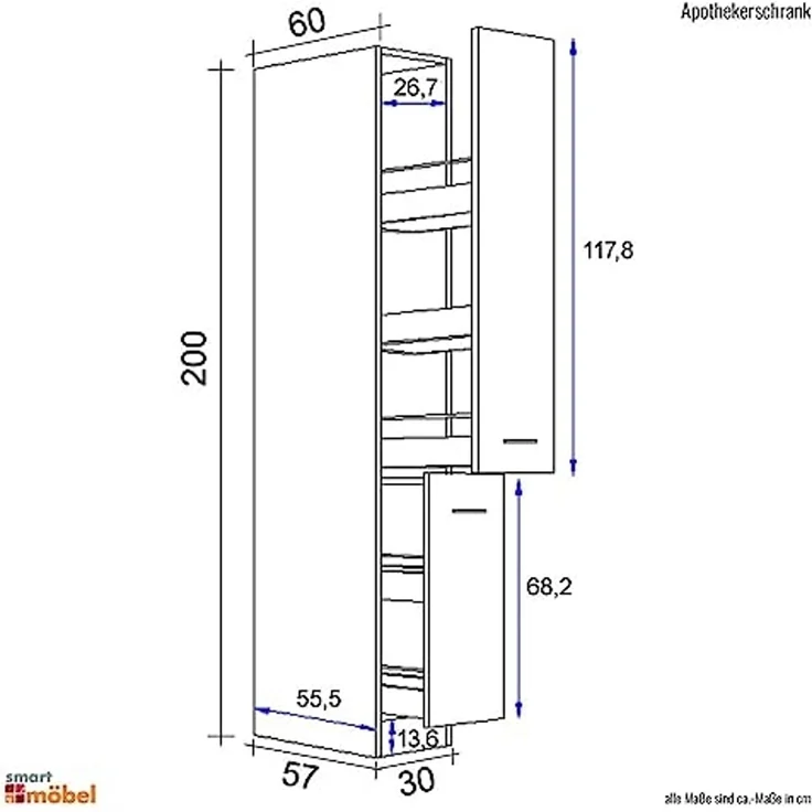 Flex-Well Apothekerschrank Apothekerschrank Küche - 30 cm breit - Weiß – Witus – Bild 5