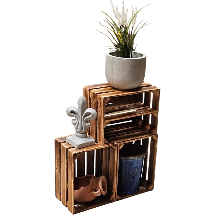 Holzkisten Obstkisten 3 x 40x30x25cm Geflammt Ablage Lang – Bild 3