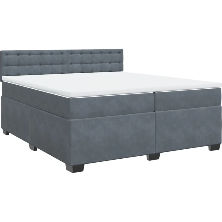 vidaXL Boxspringbett mit Matratze Dunkelgrau 200x200 cm Samt 3286415 – Bild 1