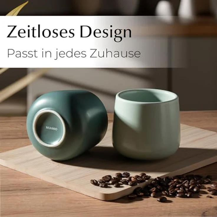 MiaMio Tasse Kaffeebecher Nami ohne Henkel Set 4er (250 ml) – Keramik Tassen, 4-tlg. – Bild 7