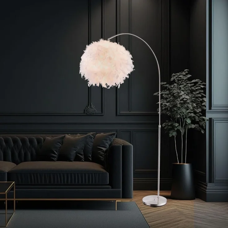 GLOBO LIGHTING Stehlampe, Leuchtmittel nicht inklusive, Bogenleuchte mit Federn Stehlampe Wohnzimmerleuchte Stehleuchte – Bild 8