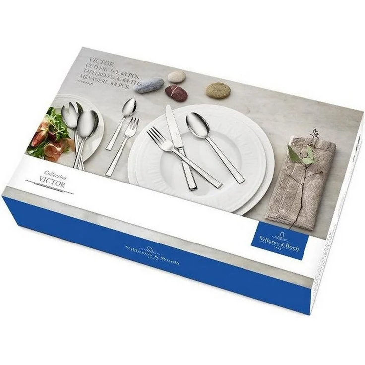 Villeroy & Boch – Victor Besteckset 68 teilig für 12 Personen Silber/Platin, Spülmaschinenfest, Rostfrei, Tafelbesteck, Besteck Set, Essbesteck, Gabel, Löffel, Messer, Küchen Besteck Set, Edelstahl – Bild 3