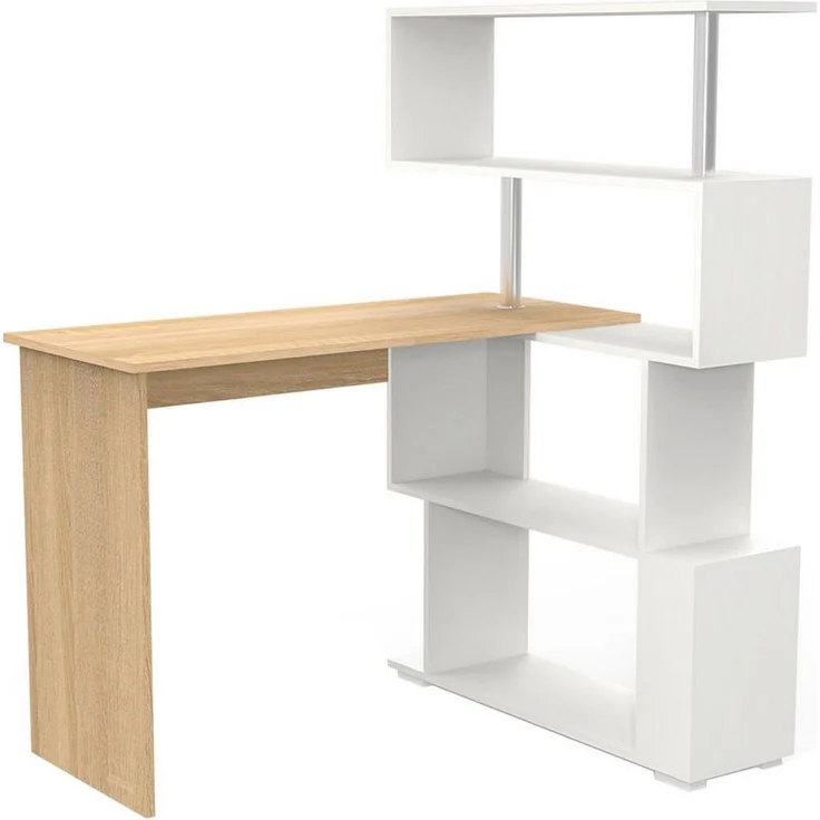 Mondeer Eckschreibtisch Schreibtisch, mit 360 Grad Drehbarem Bücherregal 157 x 45 x 130,5 cm – Bild 1