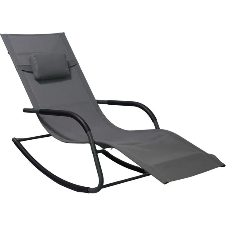 Spetebo Gartenliege Garten Schaukel Liege mit Kopfkissen 147 x 63 cm, Stück, 1 St, Liege, anthrazit - Wetterfeste Relax Sonnenliege