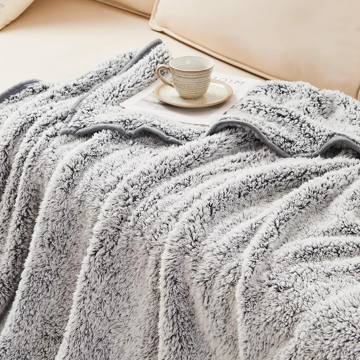 Sherpa Decke Kuscheldecke Flauschig Sofadecke Doppelgesicht Weich 130x150cm – Bild 4