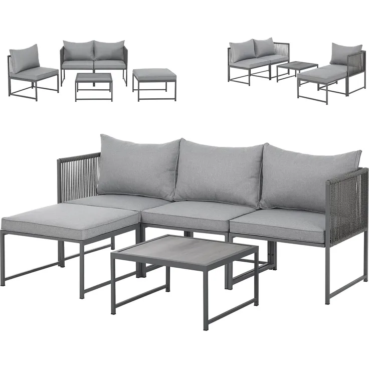 SVITA Gartenlounge-Set DETROIT, (Modul-Set), Gartenmöbel Flexibel Sofa Tisch Sessel Ottoman