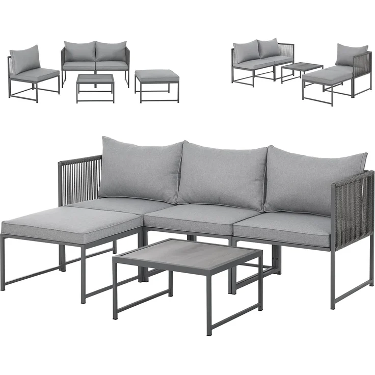 SVITA Gartenlounge-Set DETROIT, (Modul-Set), Gartenmöbel Flexibel Sofa Tisch Sessel Ottoman – Bild 1