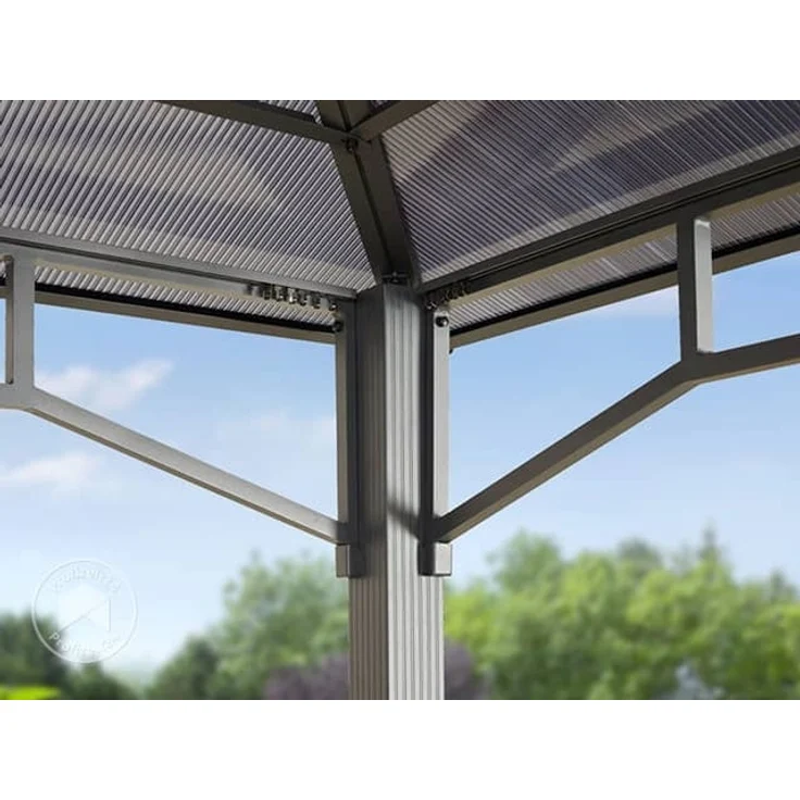 Gartenpavillon 3x3 m Aluminium Gestänge Polycarbonat Dach ca. 8 mm Pavillon Gartenzelt ohne Seitenteile – Bild 5