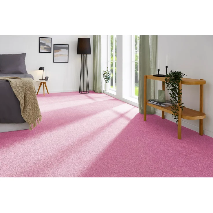 andiamo Teppichboden Izmir einfach zu verlegen - Auslegware Teppichboden - Meterware Bodenbelag - extrem weich mit hoher Trittschalldämmung - weicher feiner Frisé Teppichboden 400 x 300 cm Pink