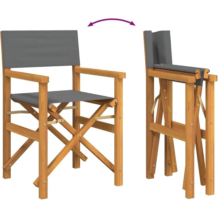 vidaXL Regiestühle 2 Stk. Klappbar Grau Massivholz Teak 4008513 – Bild 6
