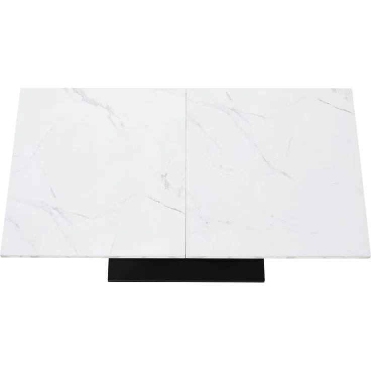 140 x 75.5cm Esstisch,(1-St), moderner Küchentisch, Gestell aus Metall Rechteckiger Esstisch aus Moderner Marmormuster Küchentisch mit verstellbaren Füßen für Esszimmer Wohnzimmer, Weiß/Schwarz – Bild 9