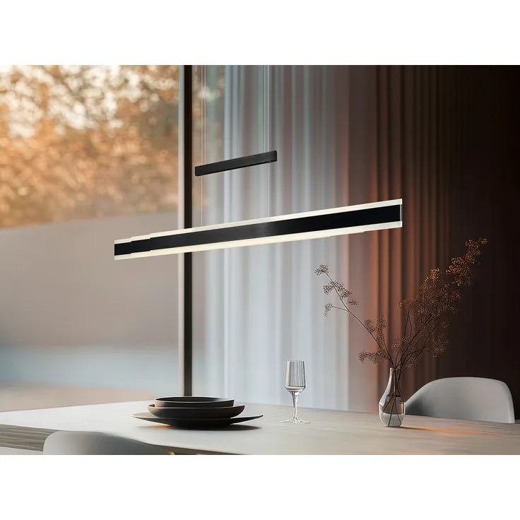 LED Pendelleuchte ARCOLA ausziehbar höhenverstellbar Schwarz, max. Breite 152cm