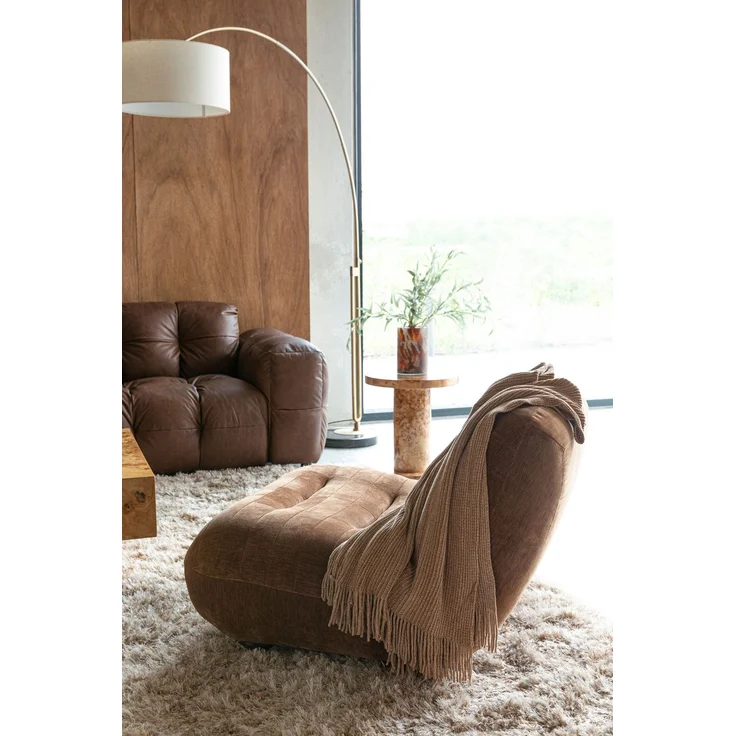DutchBone Loungesessel Wyatt Cognac mit Veloursbezug im Boho-Chic Braun 87x101x70,5 cm – Bild 2